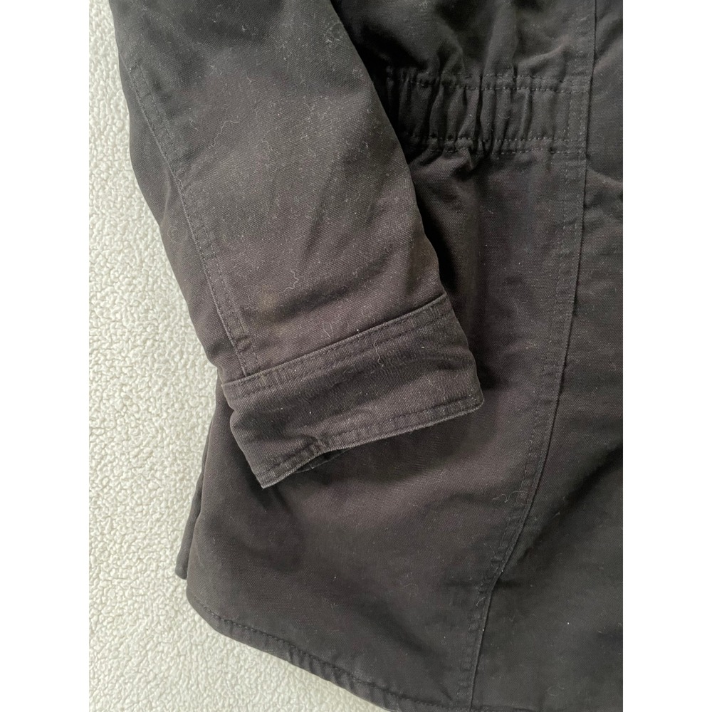 Berne Womens Large Hooded Work Jacket Black Quilted Lined Canvas Utility WCH63BK - Picture 13 of 16